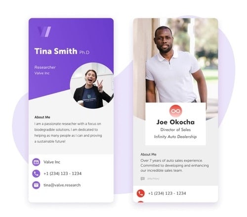 HiHello template virtual business card example