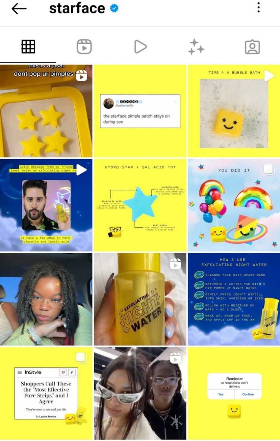 Instagram branding beispiel: Starface