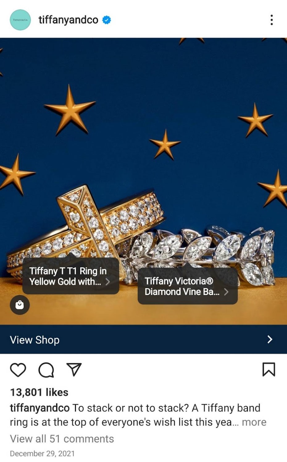 Exemple de branding sur Instagram : Tiffany and Co.