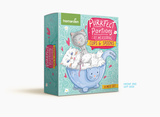 blue packaging for cat-shaped measuring cups