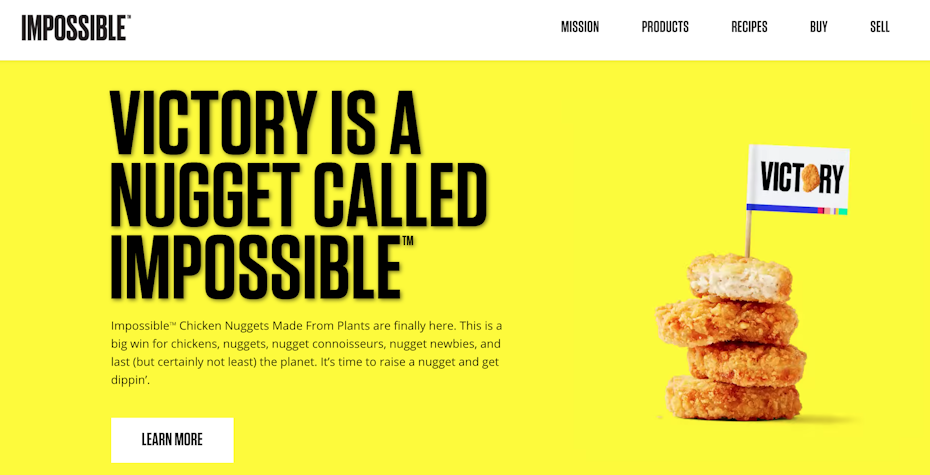 Impossible foods homepage