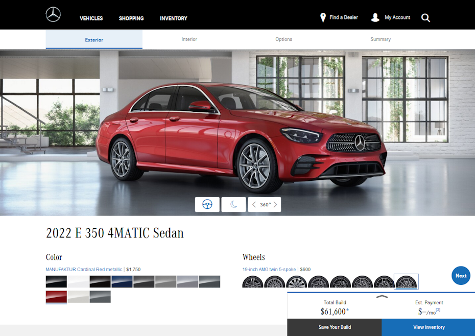 Online automotive configurators help users visualize their next car.