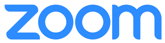 A blue lowercase text that says “zoom”