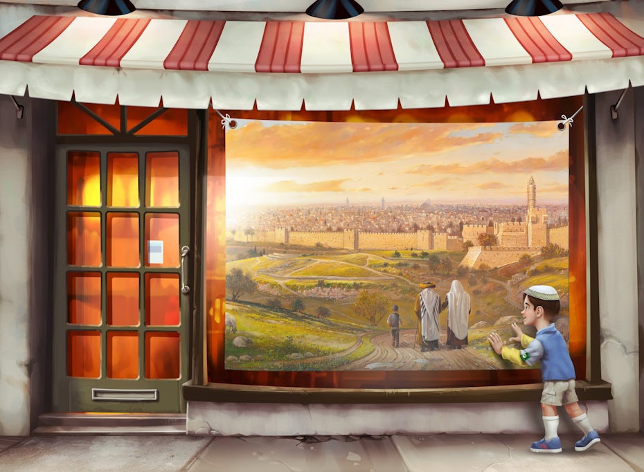 An illustration of local branding storefront mural
