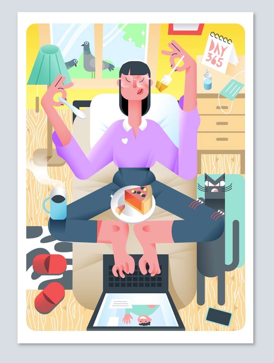 illustration busy character