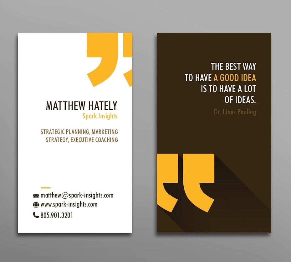 Business card design for a consultant