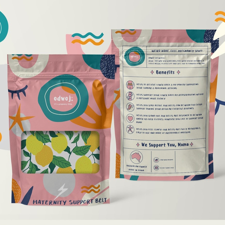 Odwoj maternity product packaging design