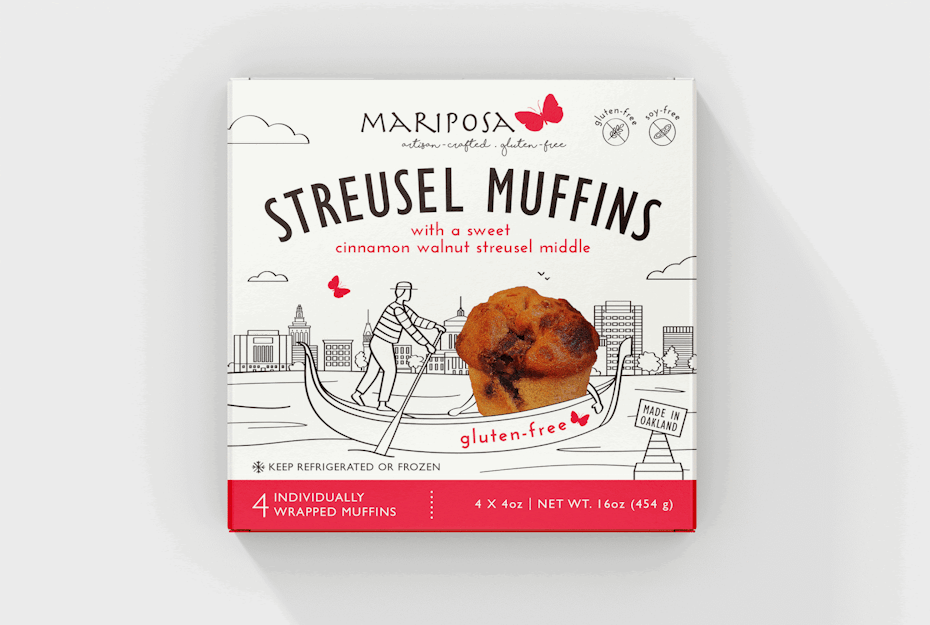 Mariposa muffins box packaging