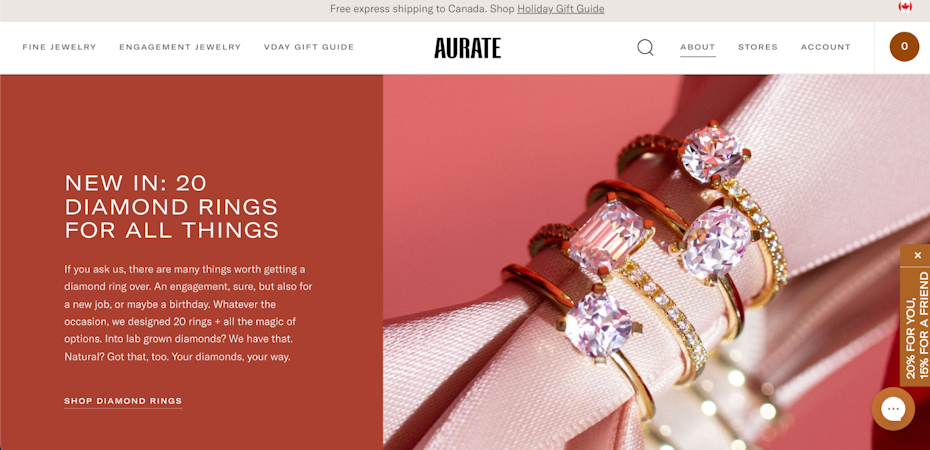 Aurate landing page