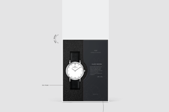white watch box with a black interior