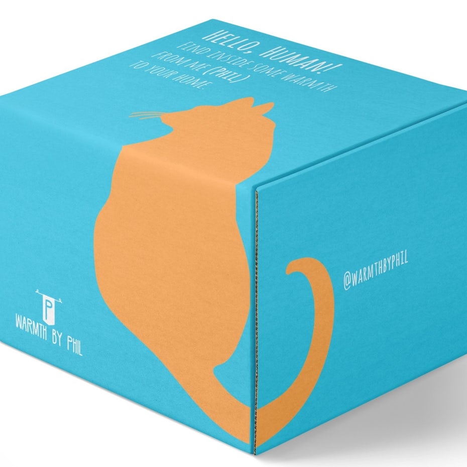 cardboard box packaging with cat print