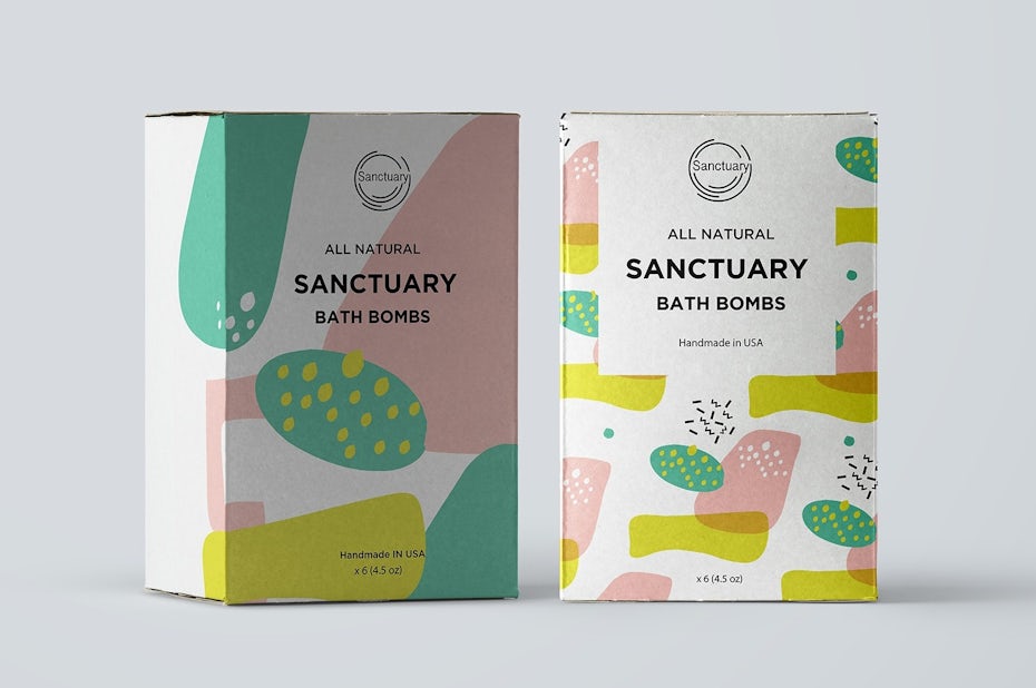 Sanctuary bath bombs packaging design