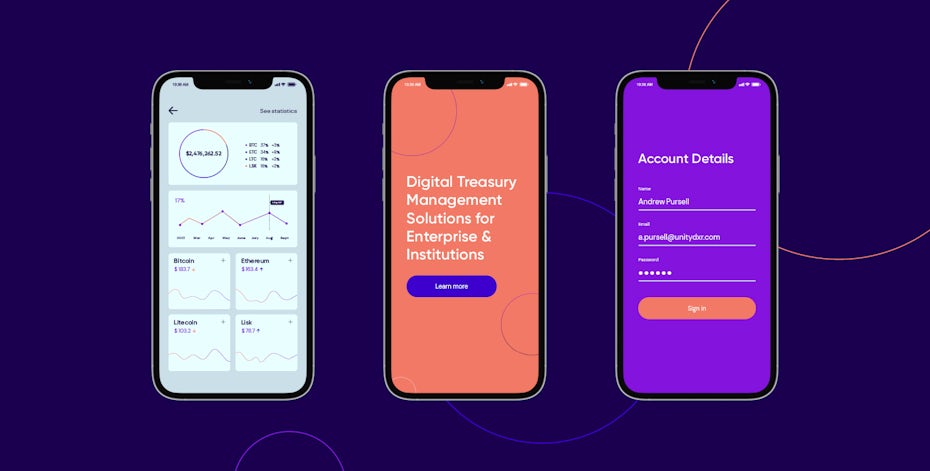 three mobile screen for the ledgermatic app
