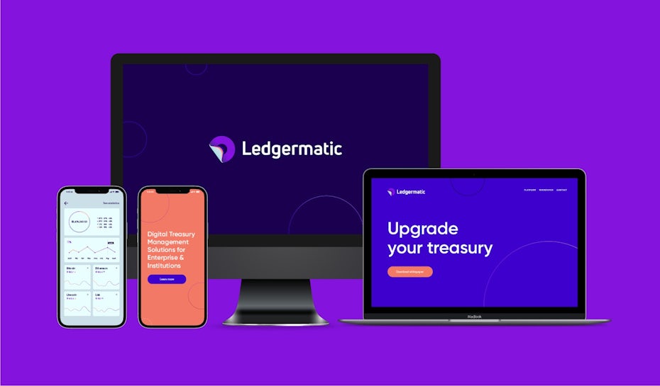 Ledgermatic's web and mobile screens on different platforms