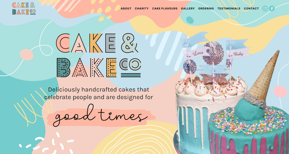 A colorful web page design for an ice-cream brand