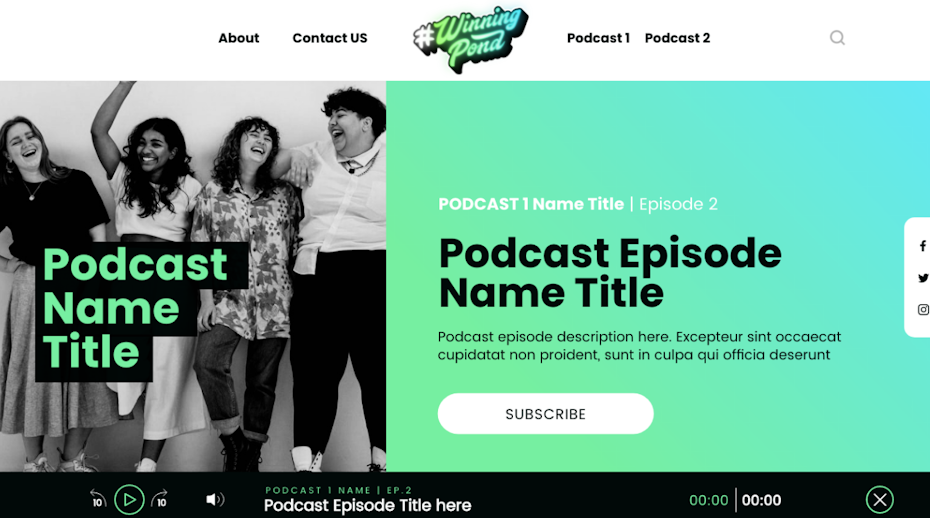 Web page design for a podcast