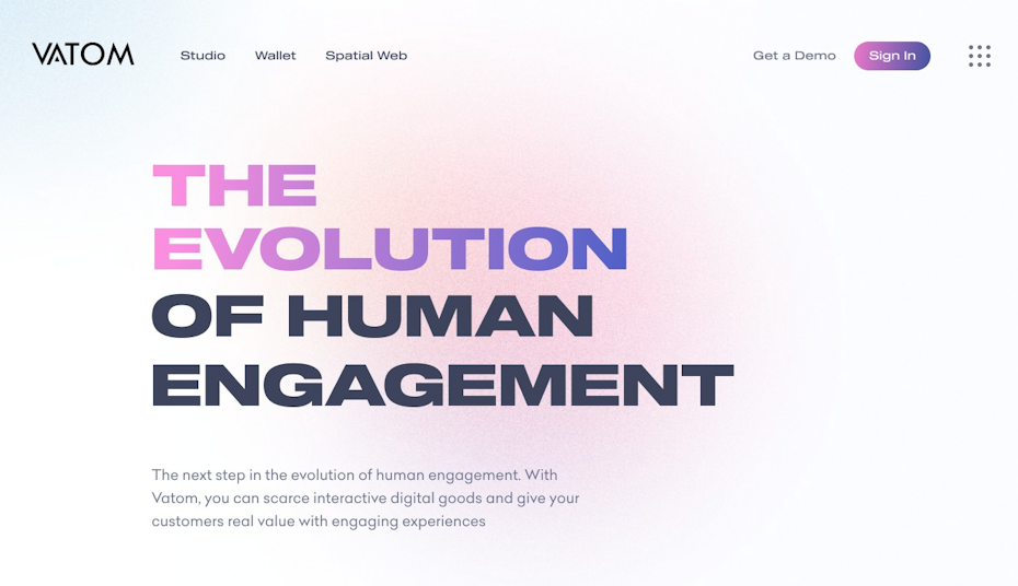 Website-Design für ein NFT-Unternehmen, das mehrere Farbverläufe verwendet