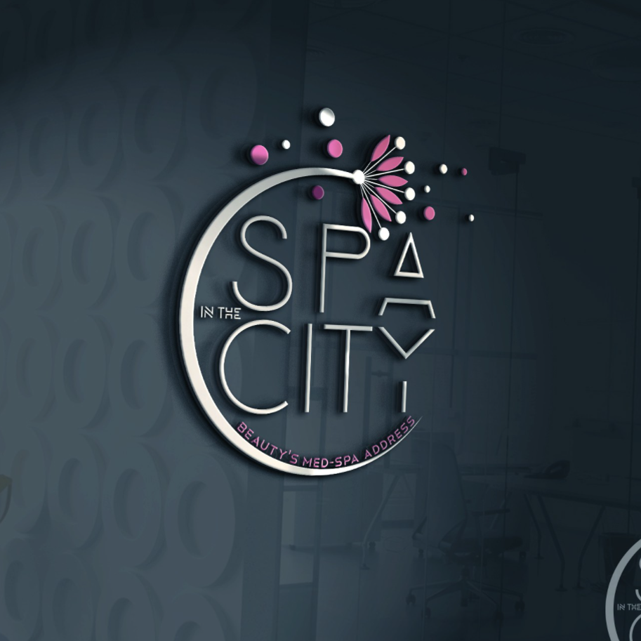 round pink and white spa logo rendered in 3D