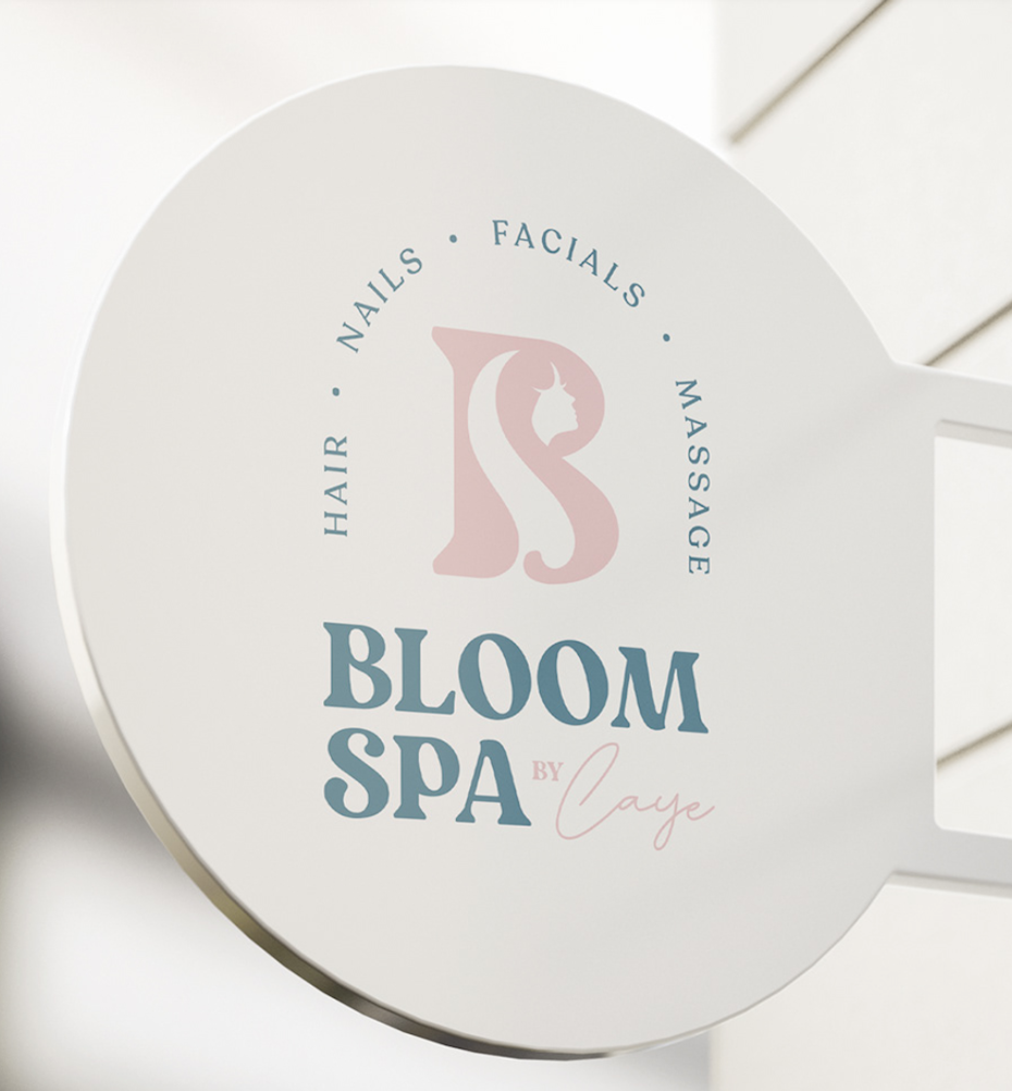 collection of branding assets in blue and pink