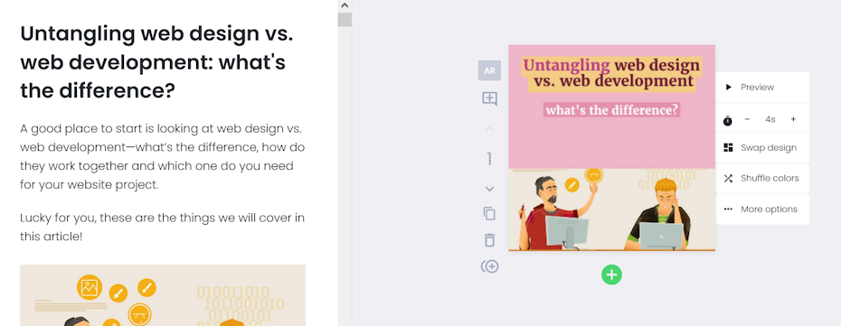 a preview of how to convert a blog into a video