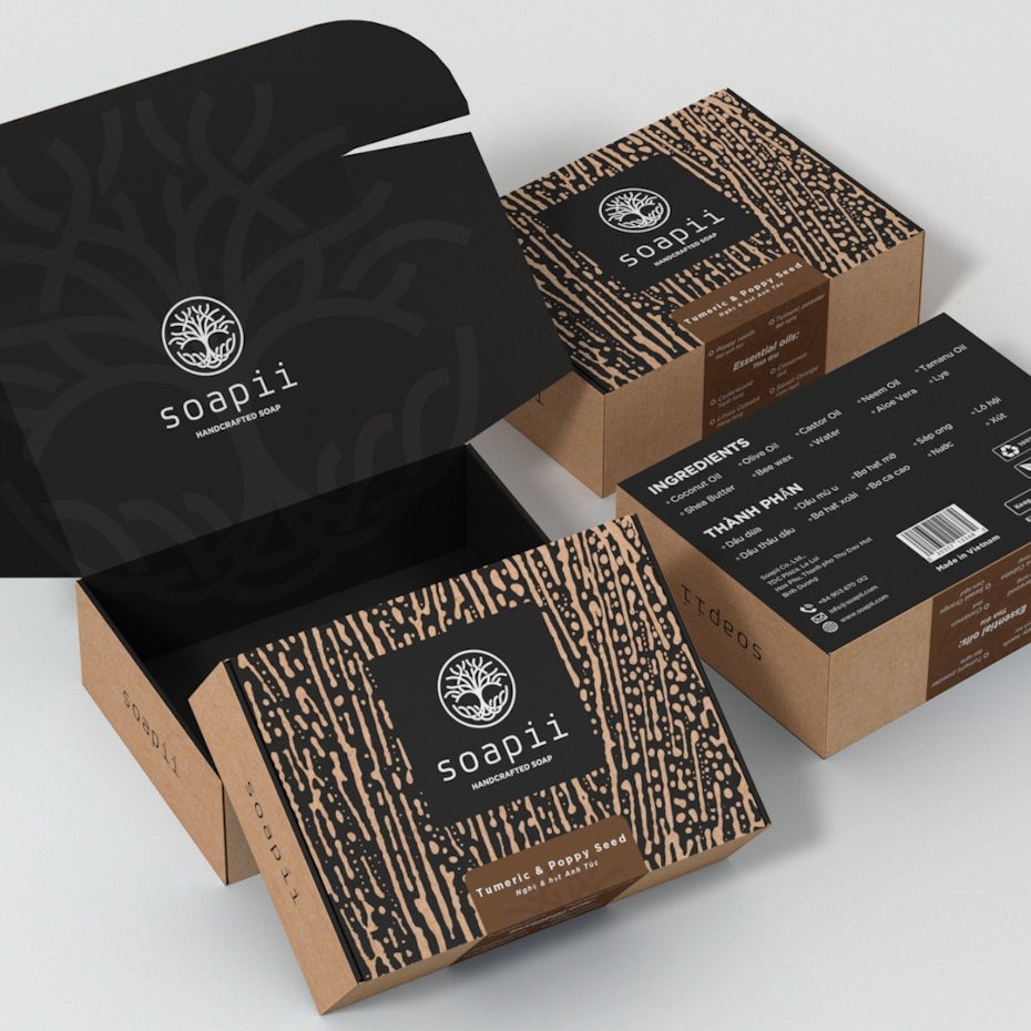 折叠式盒子与黑色印刷桦树设计