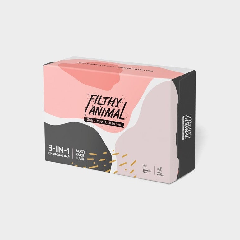 bar soap packaging in pink, white and gray