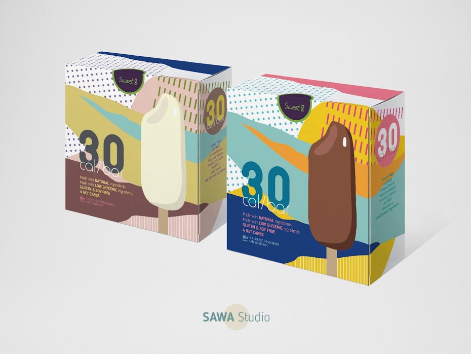 Sweet 8 ice cream bar packaging design