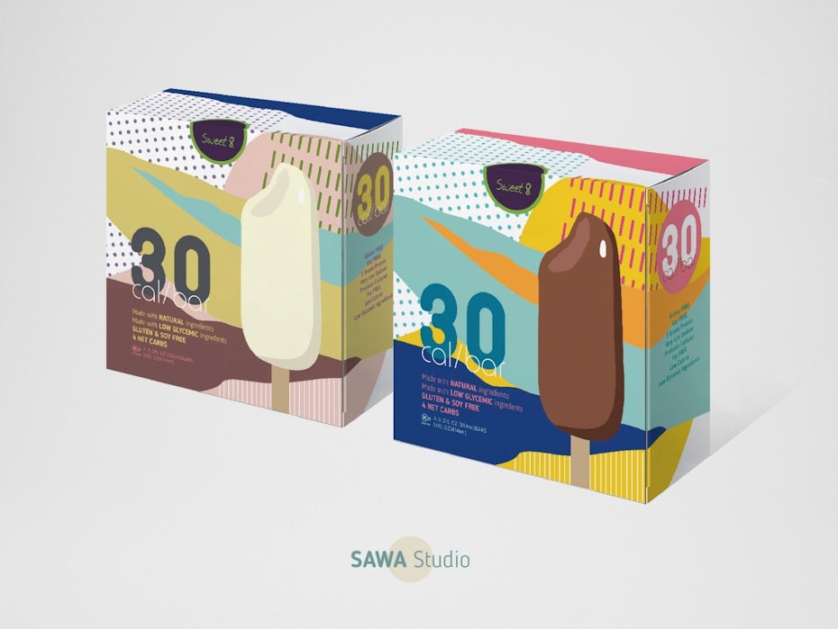 Sweet 8 ice cream bar packaging design