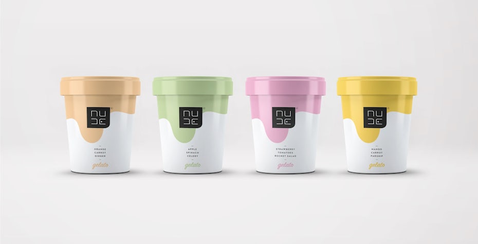 Four alternating pastel color block ice cream tubs