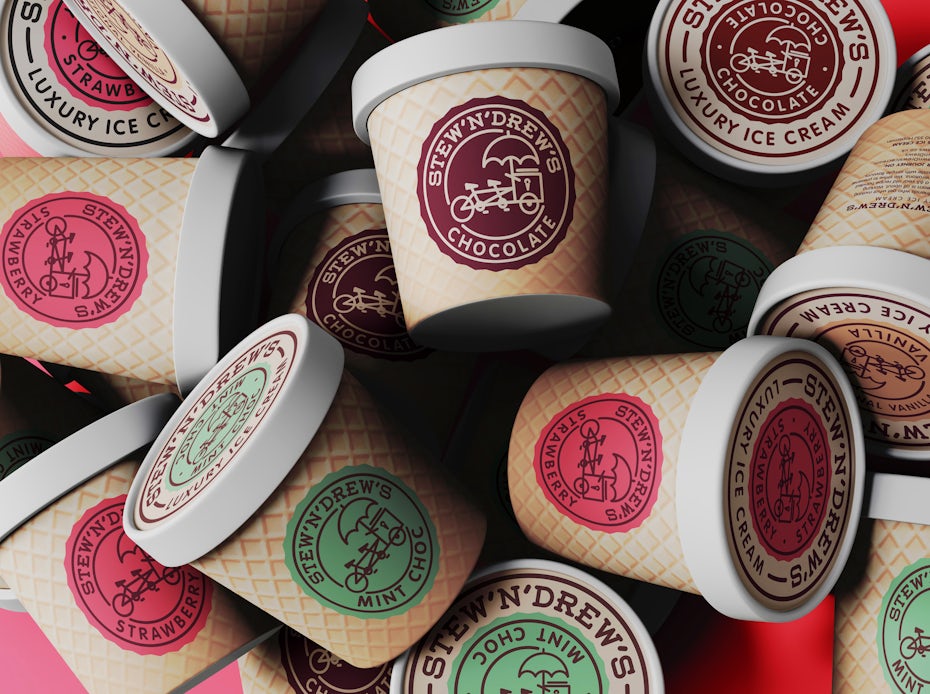 Stew ‘N’ Drew’s ice cream packaging design
