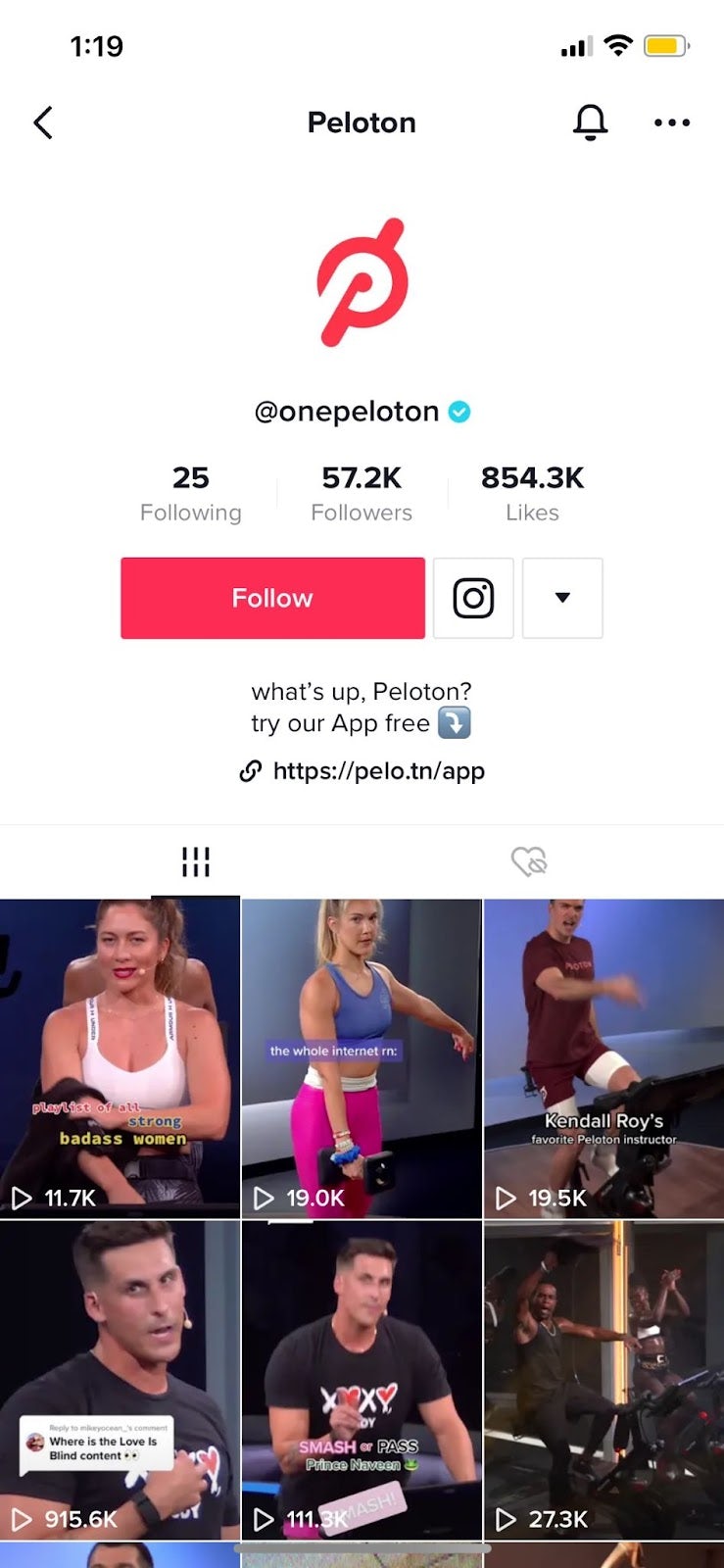 peloton tiktok page