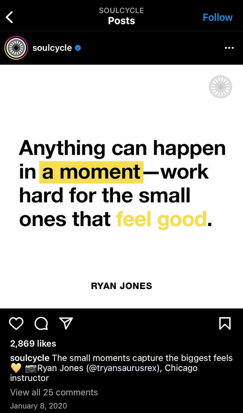 soul cycle instagram post