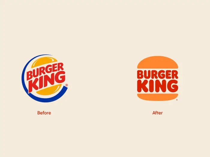 Previous Burger King logo and new Burger King logo