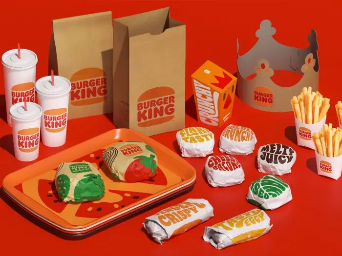 collection of Burger King branded packaging and ephemera