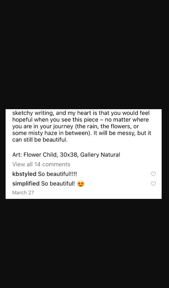 screenshot from the Instagram account of Lindsay letters showing an original art piece staged in a midcentury modern room