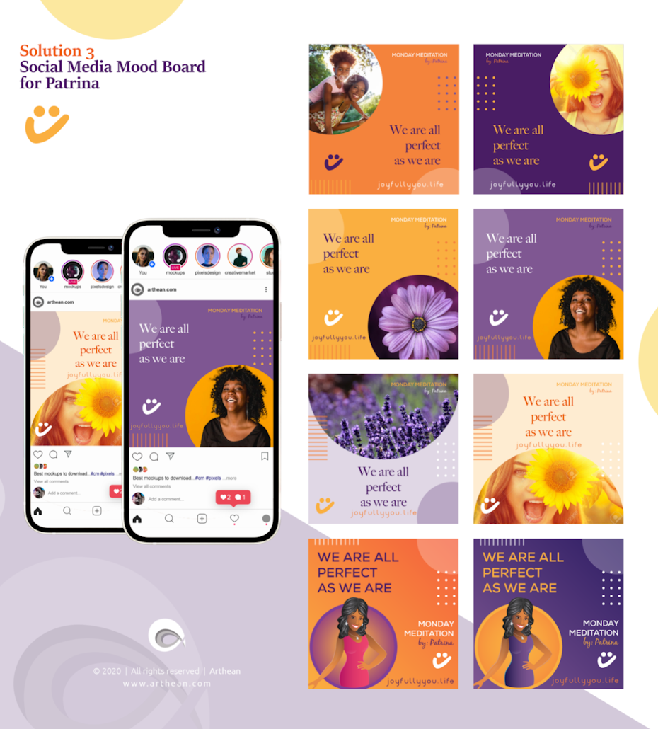 social media posts examples fo meditation brand