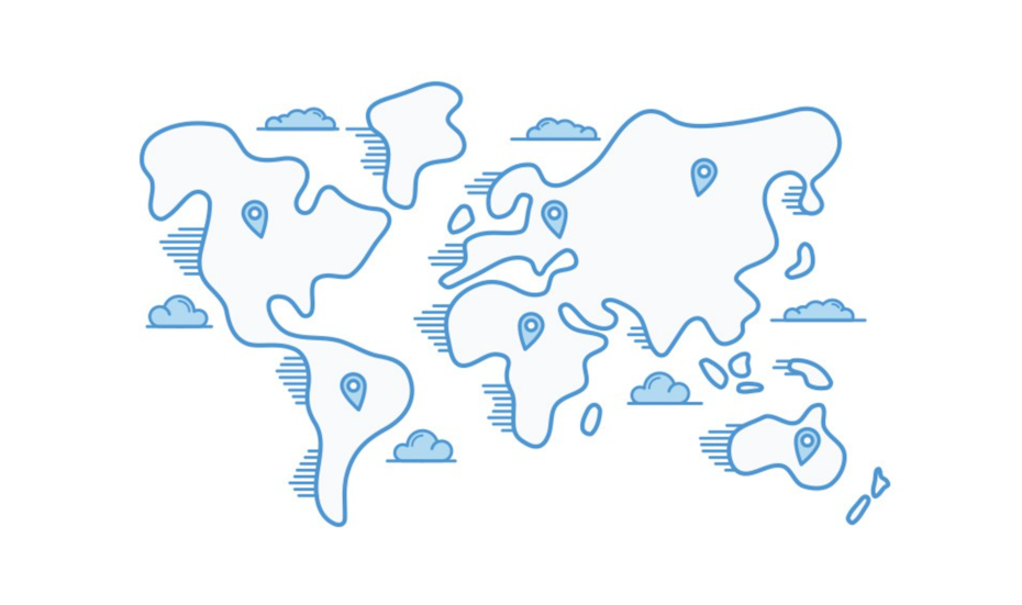 world map with location markers in different places