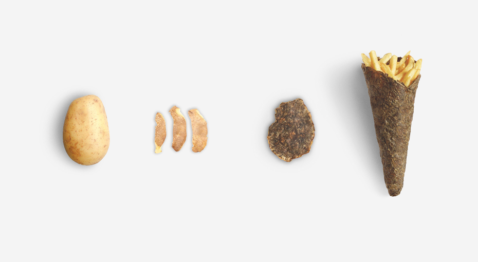 food packaging design made out of potato peel