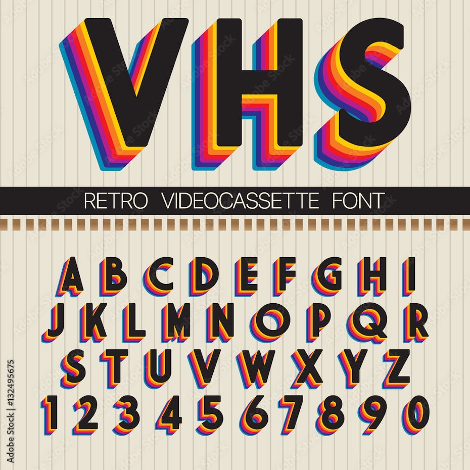 font reminiscent of video cassette text