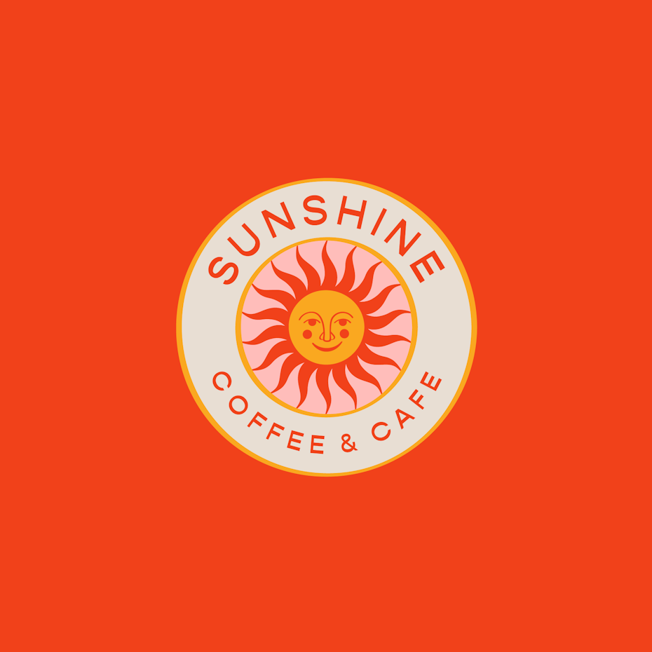 red, pink and orange sunshine logo for cafe
