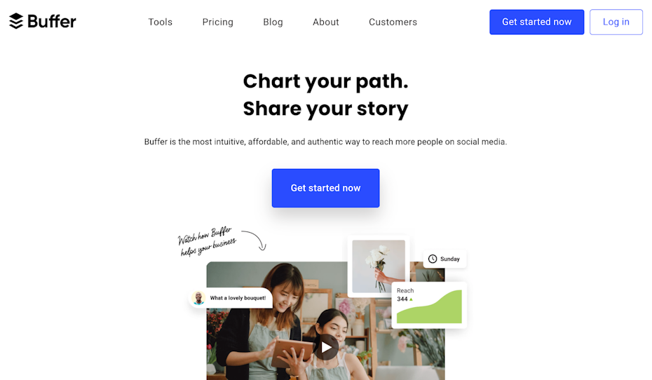 screenshot of Buffer homepage