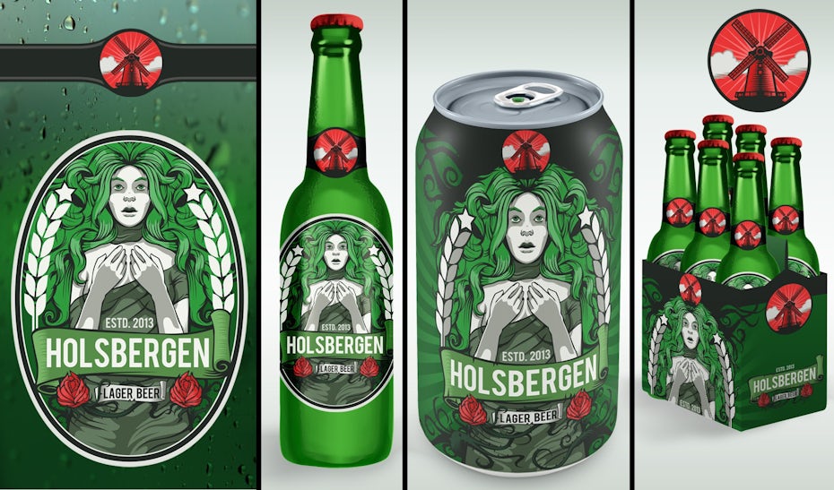 green mermaid beer label