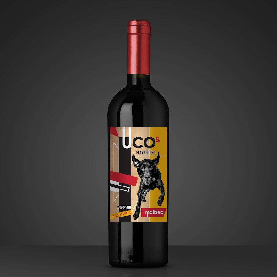 Bauhaus style wine label design
