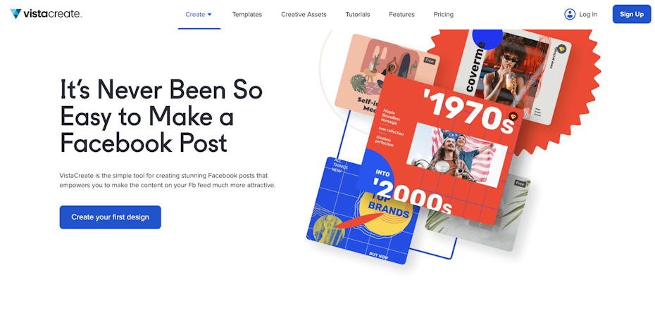 screenshot of VistaCreate homepage