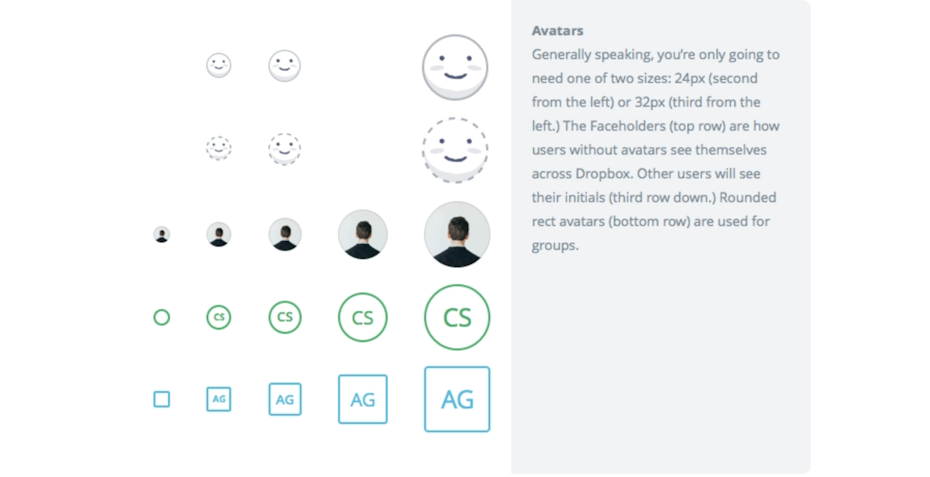Default avatar initials for Dropbox