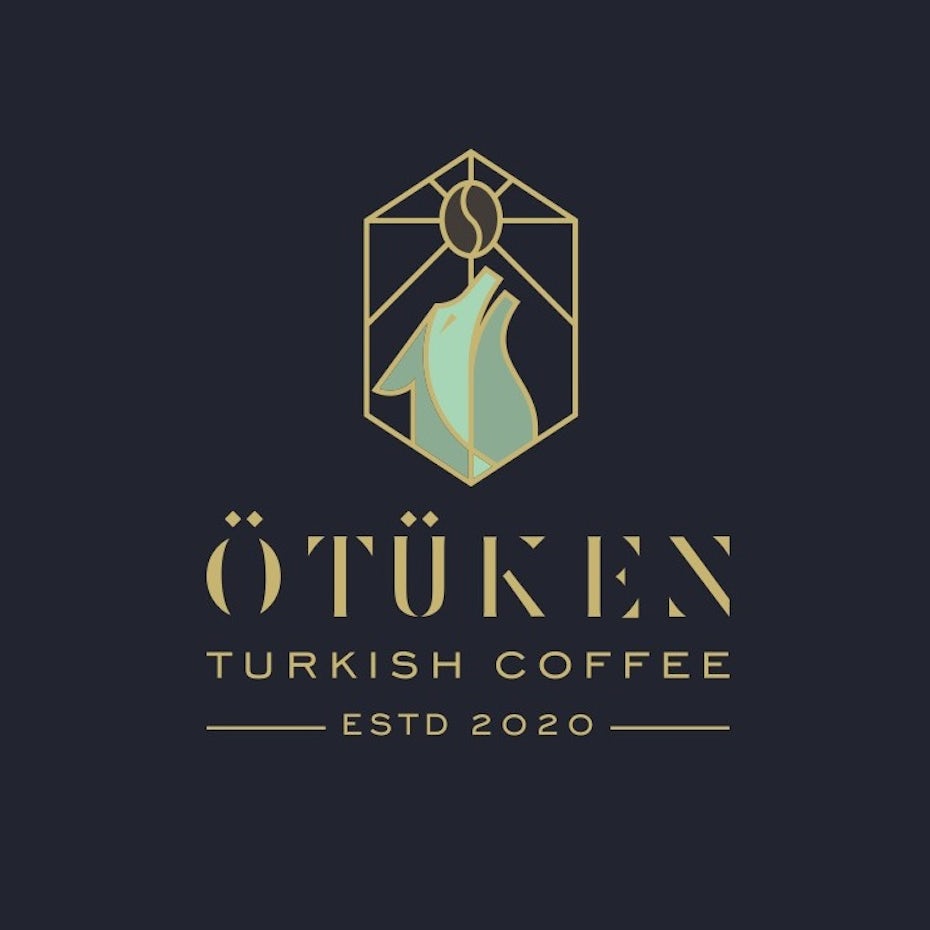 Stained glass style logo design for a coffee brand