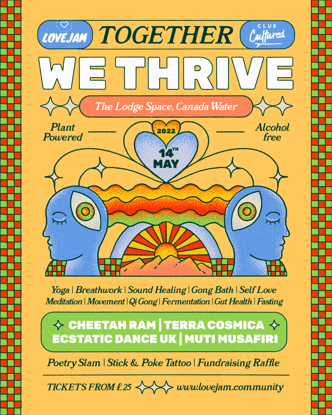 a poster for a yoga brand’s community event