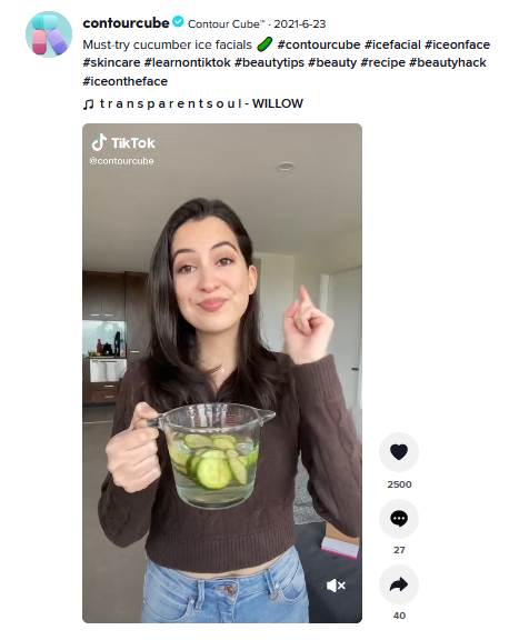 A lady demonstrates how to make three ice facial recipes using cucumber