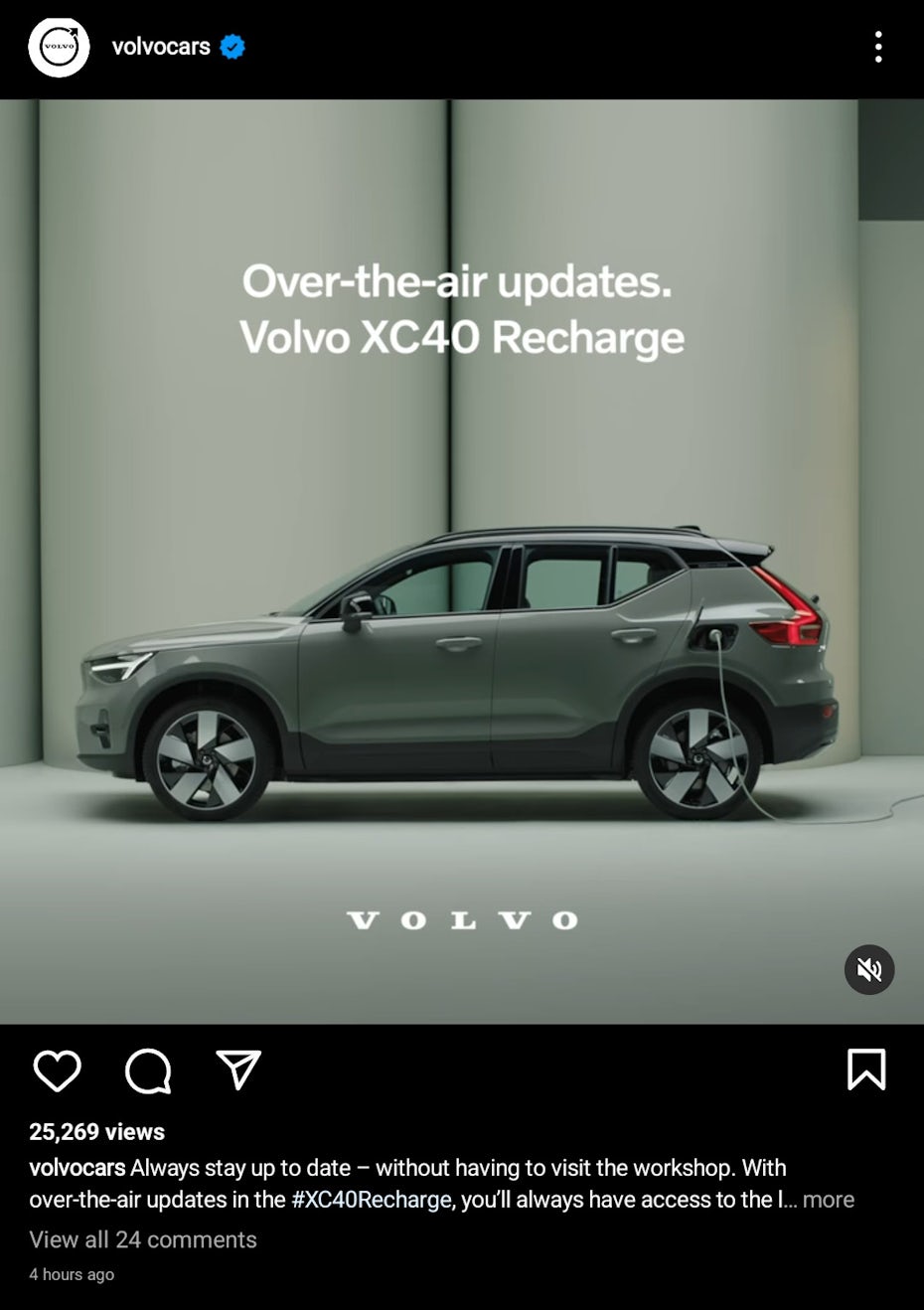 Screenshot of an Instagram post by Volvo.