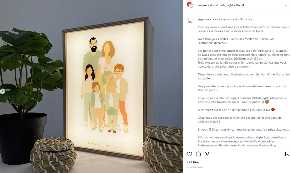 A home decor with an illustration of a family with five children